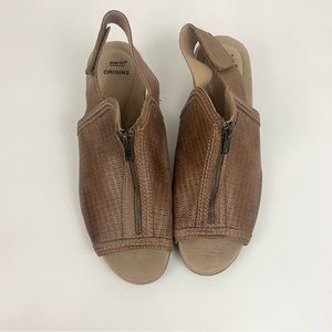 Earth Origins Leather Marietta Maureen Almond Open Toe Sling Back Sandal Size 11